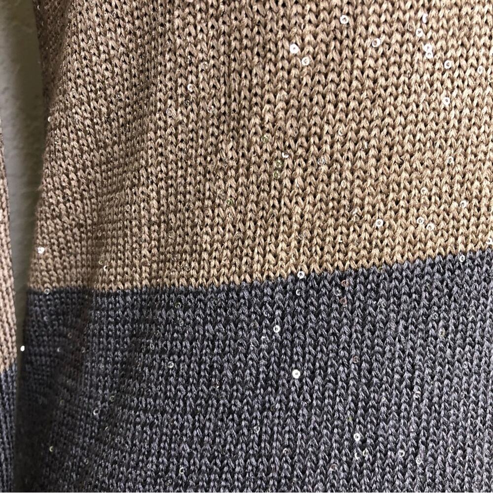 Whbm Tan And Gray Color Block Sequin Sweater Size… - image 6